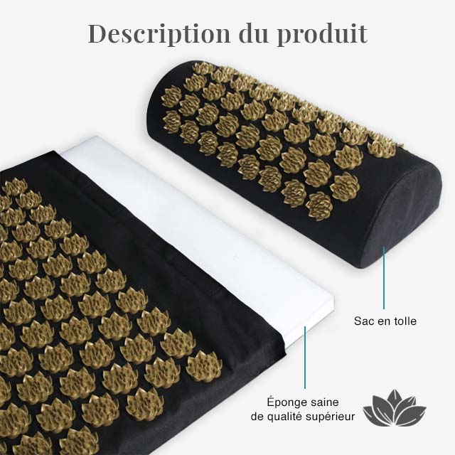 Tapis et coussin d'acupression fait avec des matéraux simples et écologiques (éponge de qualité supérieur et sac de toile en coton)