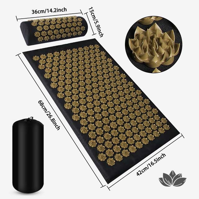 Taille du tapis et coussin d'acupression