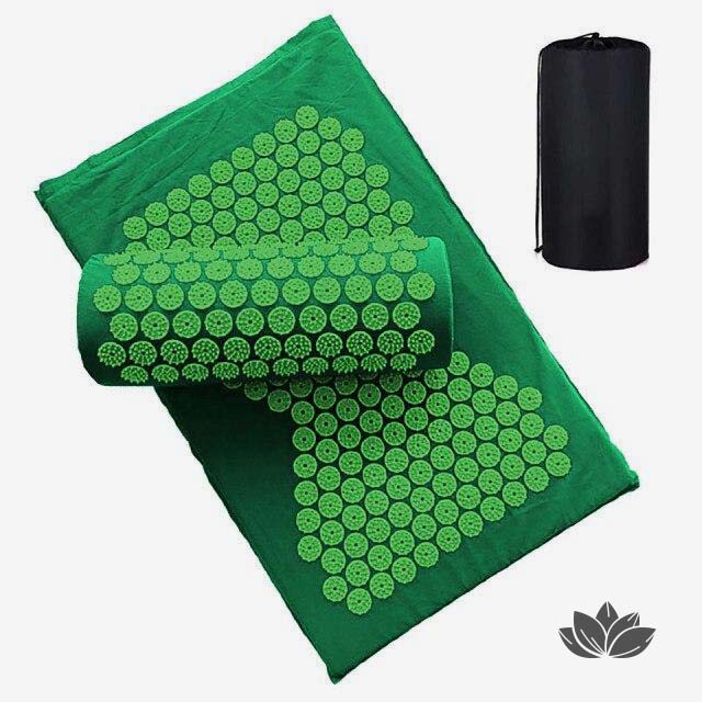 Tapis d'acupression Hourglass de couleur vert avec son sac de rangement
