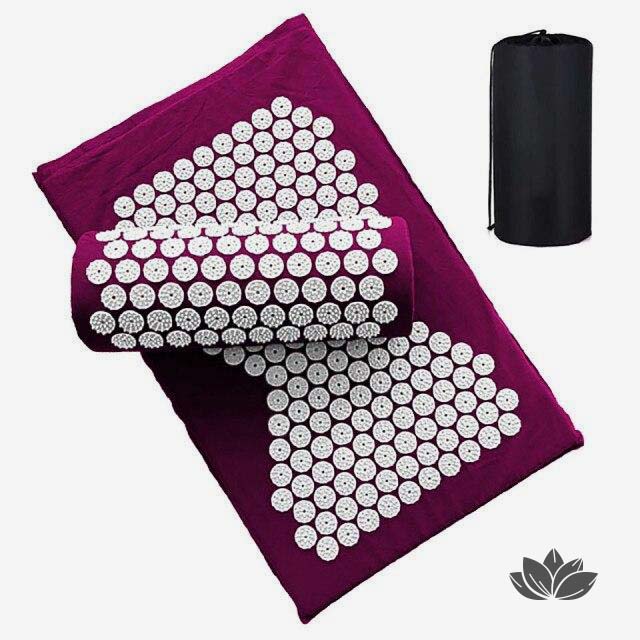 Tapis d'acupression Hourglass de couleur violet avec son sac de rangement