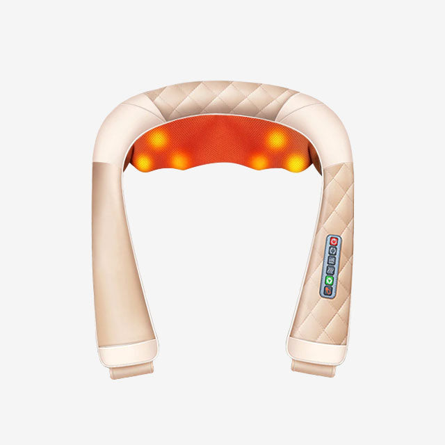 Image de l'appareil de massage shiatsu de la marque Ozen-Massage de couleur beige avec son ergonomie revue et ses fonctionnalités de massage